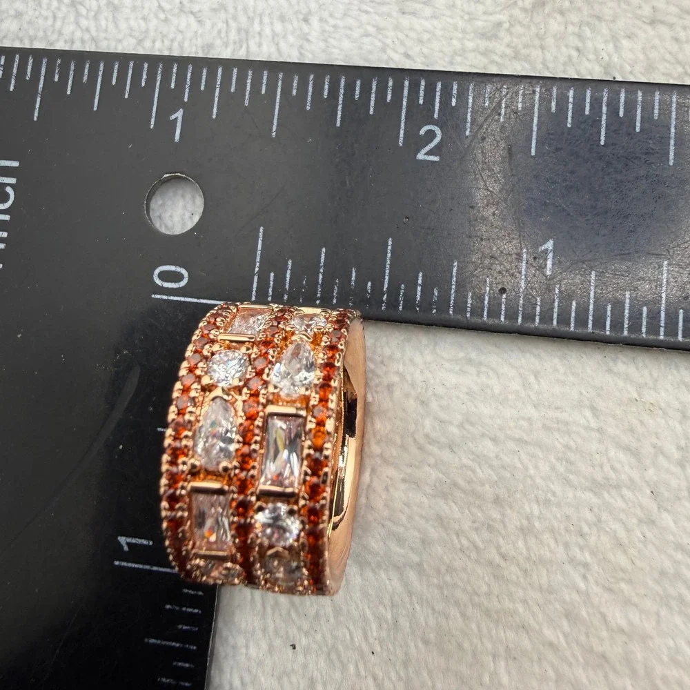 Bomb Party Ring Rose Gold Tone Multi Stone Band Size 7